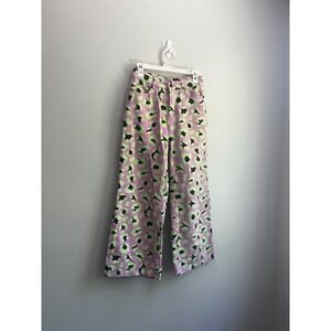 Hayley Elsaesser x TWIK Pink Green Leopard Print Wide Leg Jeans Size 27 Highrise